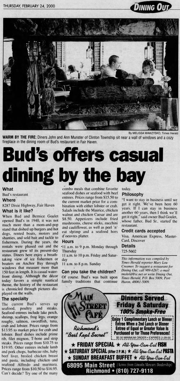 Bobby Macs Bayside Tavern & Grill (Buds Restaurant) - Feb 24 2000 Article (newer photo)